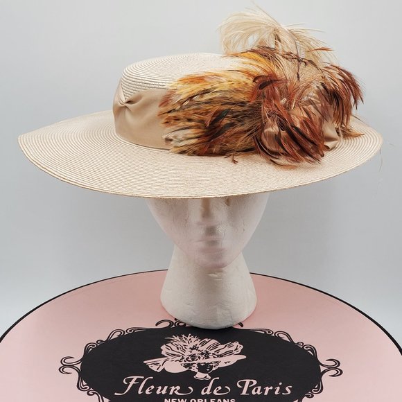 Fleur de Paris Boater\'s Straw Hat with Feathers main image 4